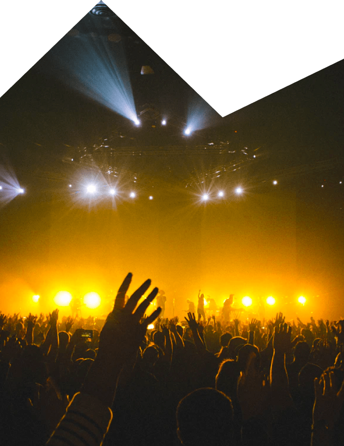 raised hand from the crowd on the evening event concert