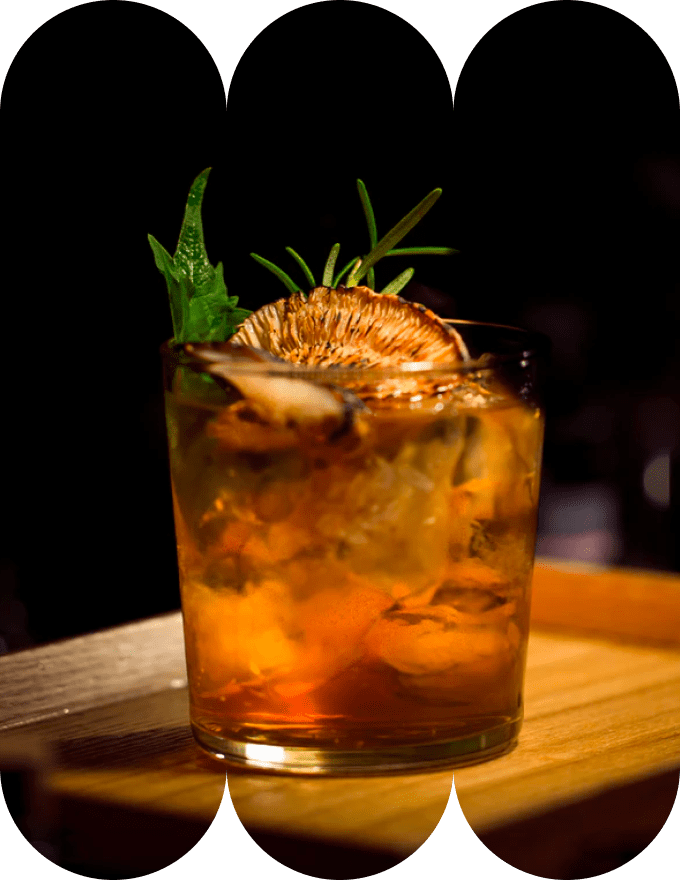 tasty high-class cocktail in an old fashioned glass