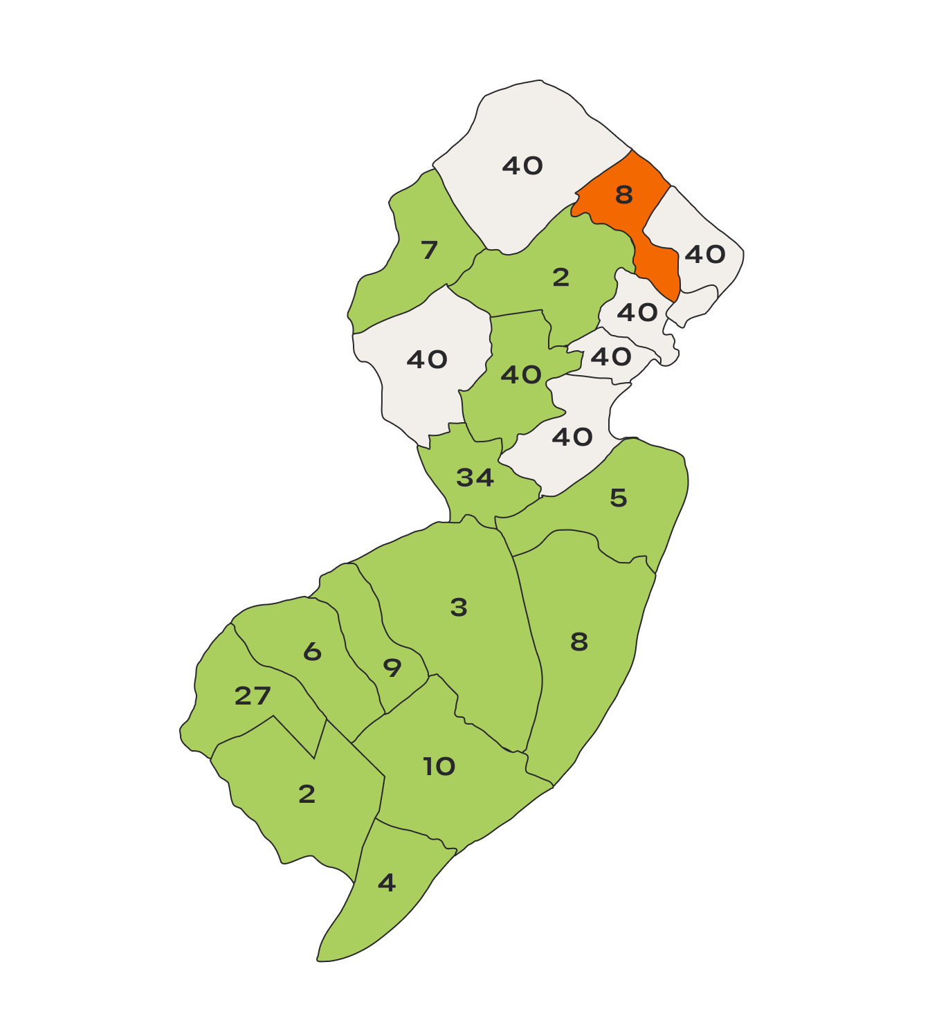 New Jersey map divided into counties